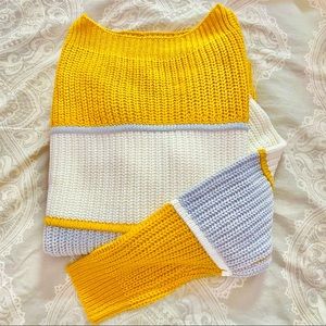 NEW without Tags Mustard Colour Block Knit Sweater